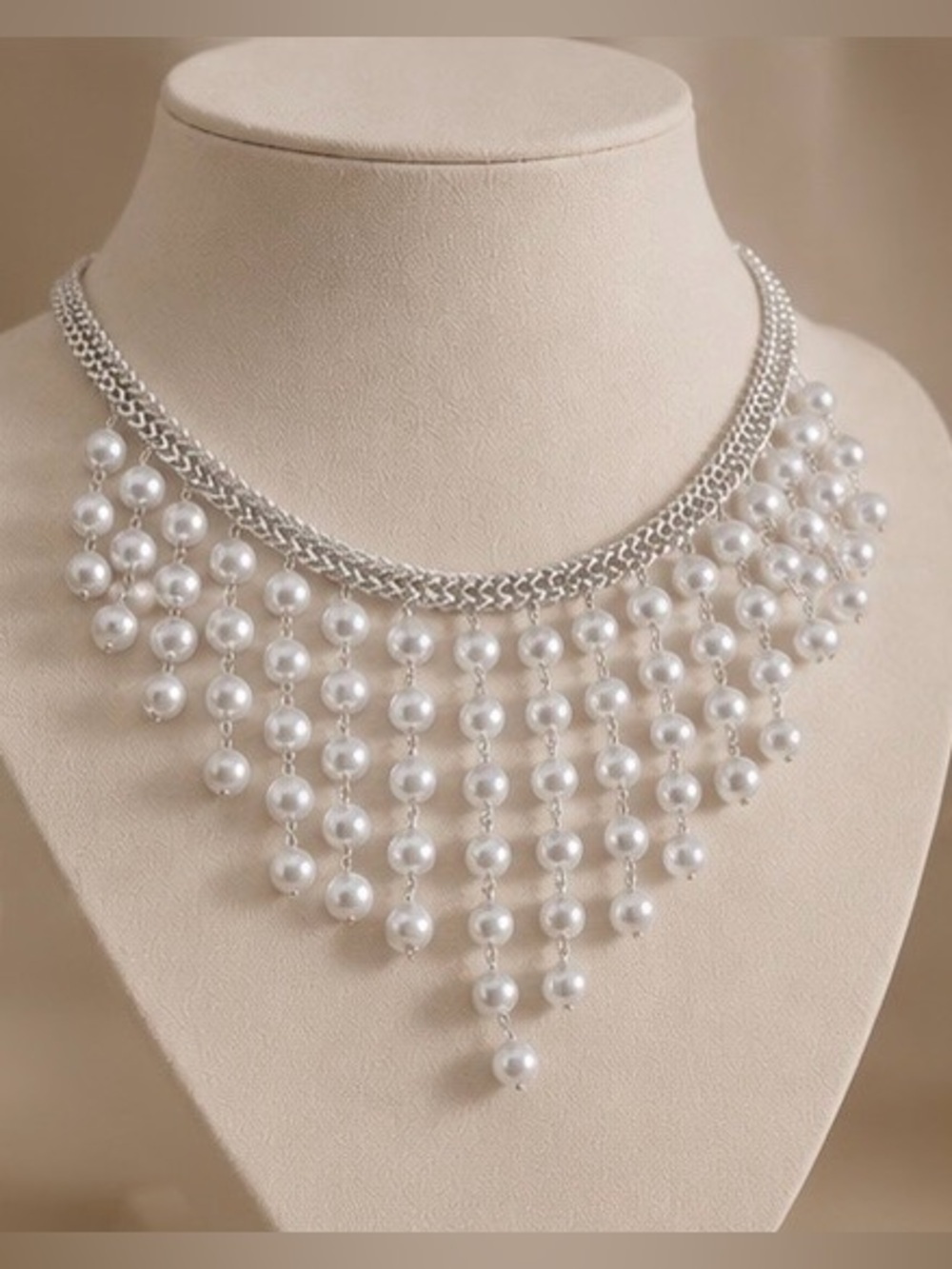 Lumiere Pearl Cascade Collar Necklace Luxury Gold Choker